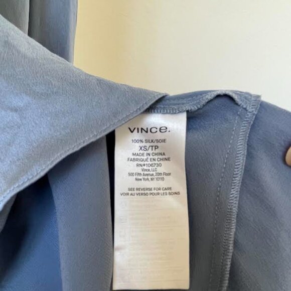 Vince Women Double V-Neck Asymmetric Seamed Slip silk Dress Blue Size XS - Picture 3 of 4